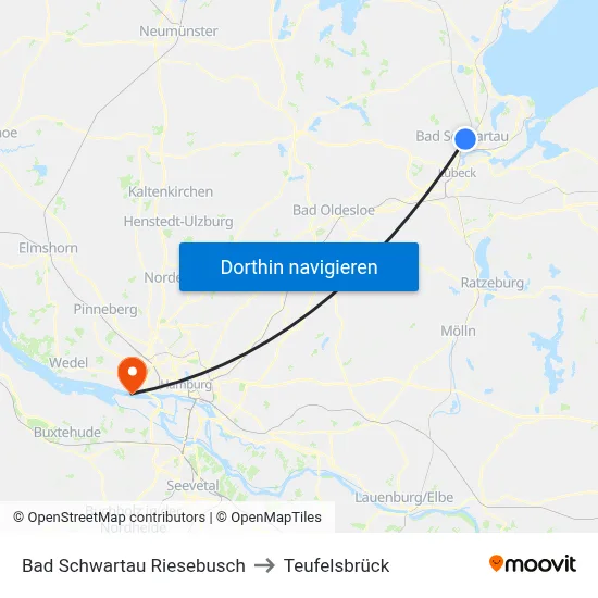 Bad Schwartau Riesebusch to Teufelsbrück map