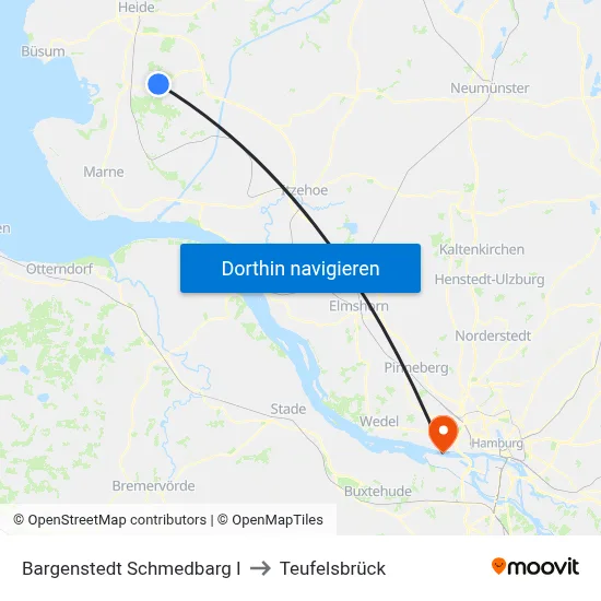 Bargenstedt Schmedbarg I to Teufelsbrück map