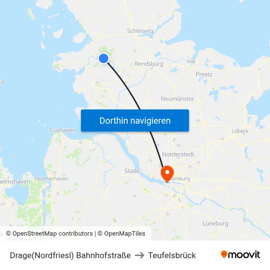 Drage(Nordfriesl) Bahnhofstraße to Teufelsbrück map