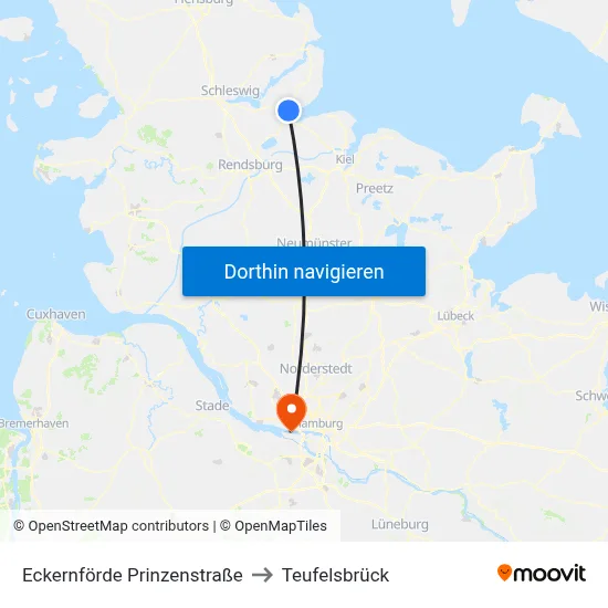 Eckernförde Prinzenstraße to Teufelsbrück map
