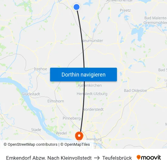 Emkendorf Abzw. Nach Kleinvollstedt to Teufelsbrück map
