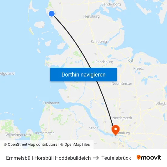 Emmelsbüll-Horsbüll Hoddebülldeich to Teufelsbrück map