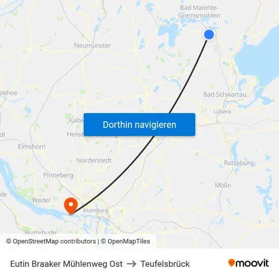 Eutin Braaker Mühlenweg Ost to Teufelsbrück map