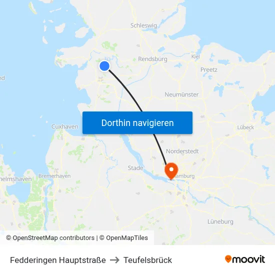Fedderingen Hauptstraße to Teufelsbrück map