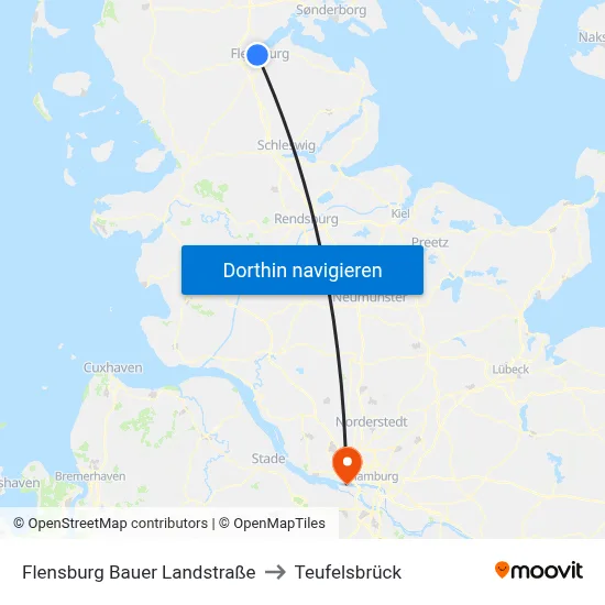 Flensburg Bauer Landstraße to Teufelsbrück map