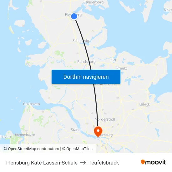 Flensburg Käte-Lassen-Schule to Teufelsbrück map