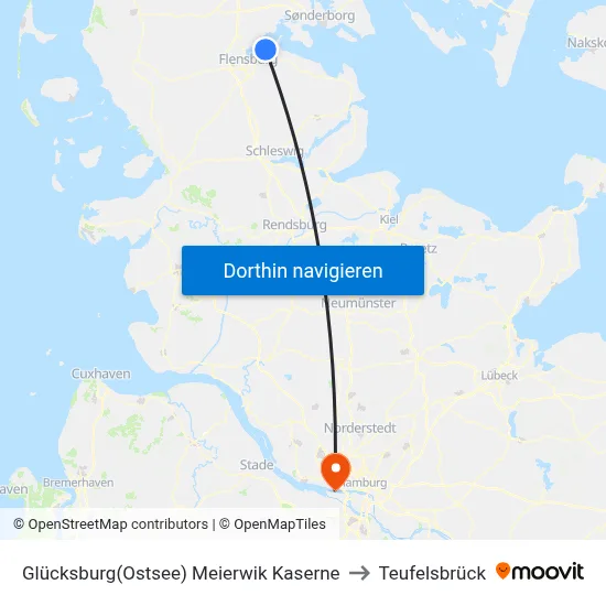 Glücksburg(Ostsee) Meierwik Kaserne to Teufelsbrück map