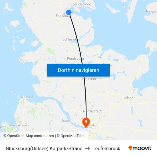 Glücksburg(Ostsee) Kurpark/Strand to Teufelsbrück map