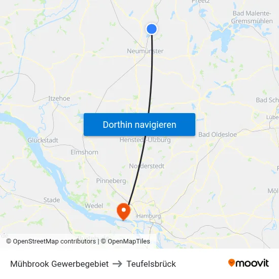 Mühbrook Gewerbegebiet to Teufelsbrück map