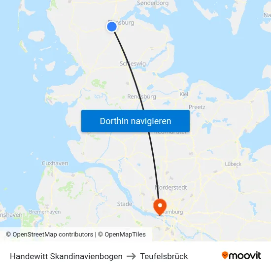 Handewitt Skandinavienbogen to Teufelsbrück map