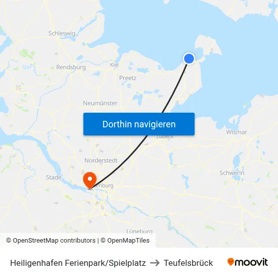Heiligenhafen Ferienpark/Spielplatz to Teufelsbrück map
