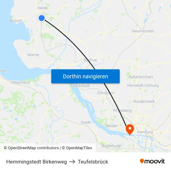 Hemmingstedt Birkenweg to Teufelsbrück map