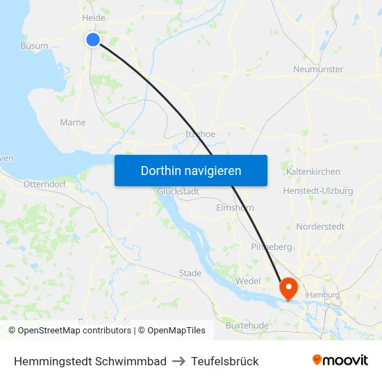Hemmingstedt Schwimmbad to Teufelsbrück map