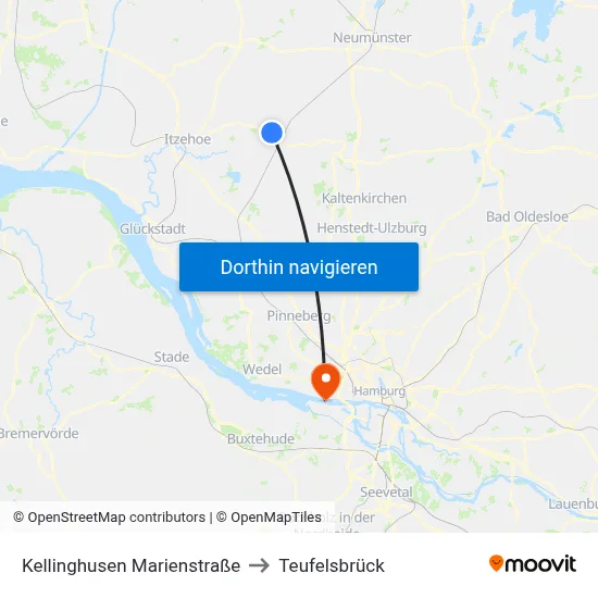 Kellinghusen Marienstraße to Teufelsbrück map