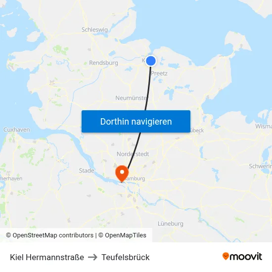 Kiel Hermannstraße to Teufelsbrück map