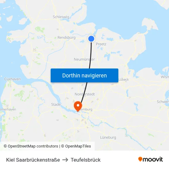 Kiel Saarbrückenstraße to Teufelsbrück map