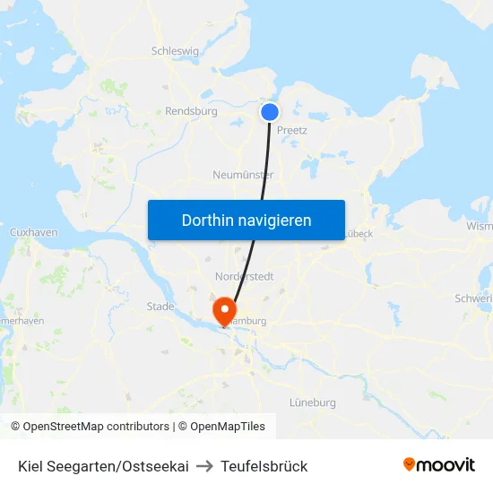 Kiel Seegarten/Ostseekai to Teufelsbrück map