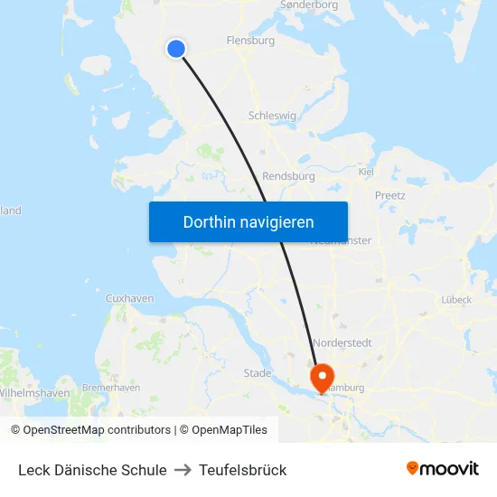 Leck Dänische Schule to Teufelsbrück map