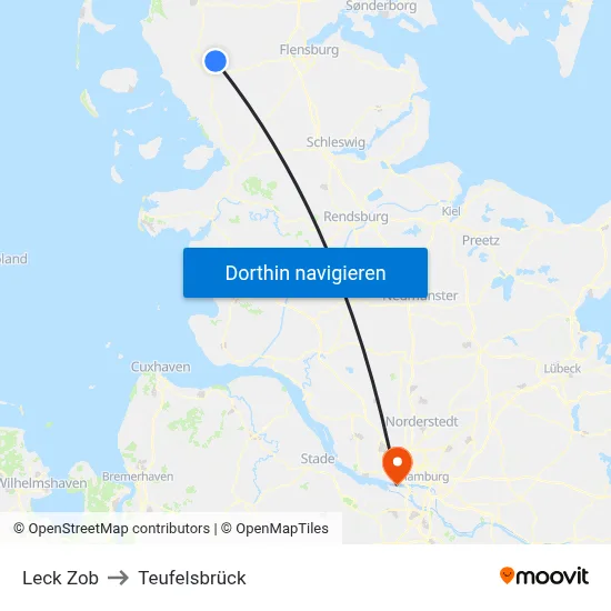 Leck Zob to Teufelsbrück map