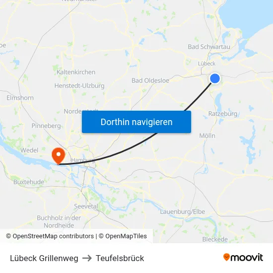 Lübeck Grillenweg to Teufelsbrück map