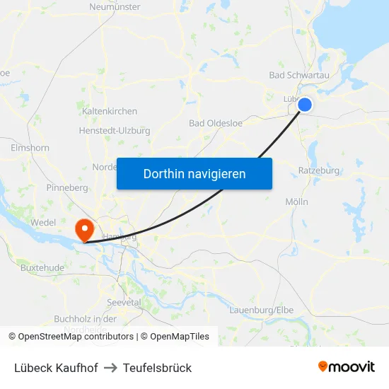 Lübeck Kaufhof to Teufelsbrück map