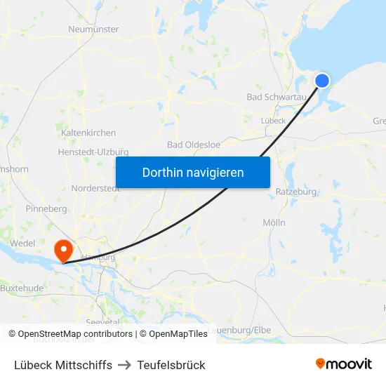 Lübeck Mittschiffs to Teufelsbrück map