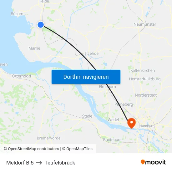 Meldorf B 5 to Teufelsbrück map
