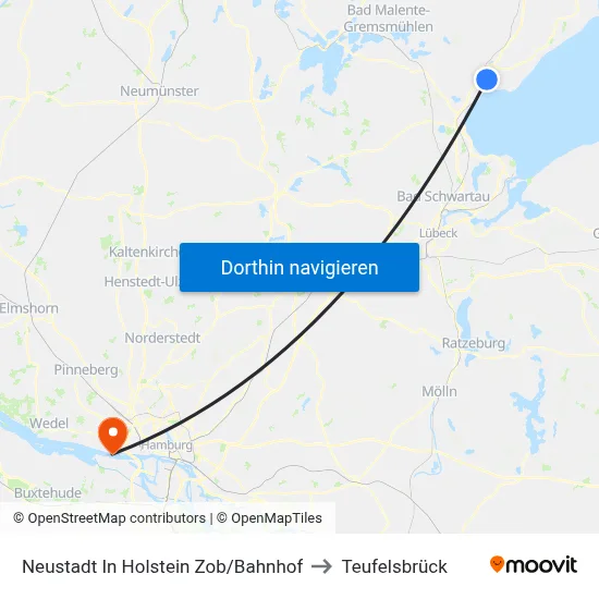 Neustadt In Holstein Zob/Bahnhof to Teufelsbrück map