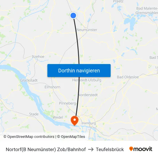 Nortorf(B Neumünster) Zob/Bahnhof to Teufelsbrück map