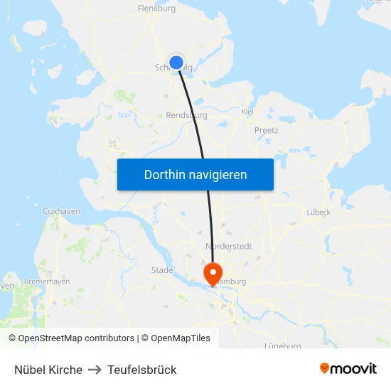Nübel Kirche to Teufelsbrück map