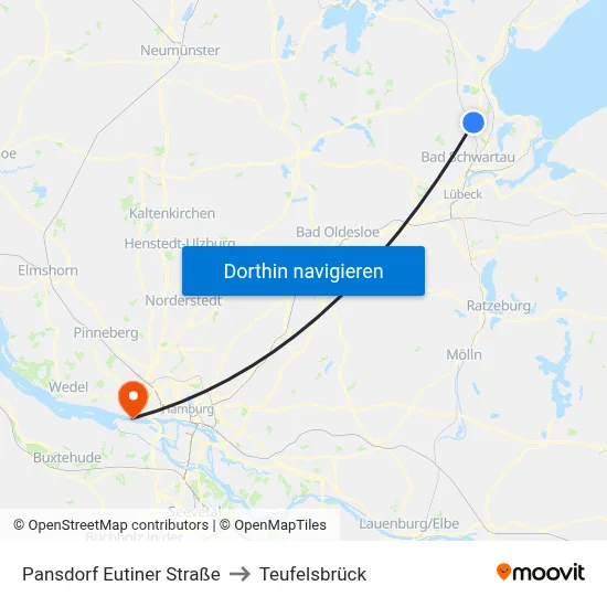 Pansdorf Eutiner Straße to Teufelsbrück map