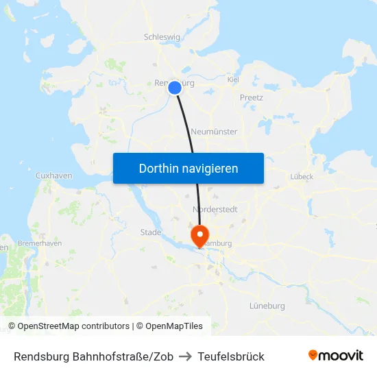 Rendsburg Bahnhofstraße/Zob to Teufelsbrück map