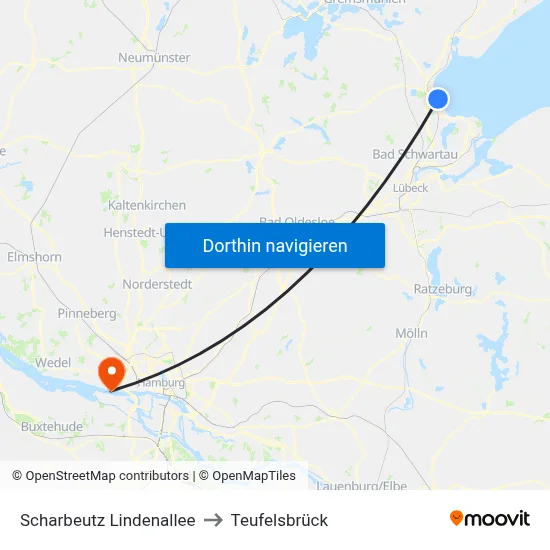 Scharbeutz Lindenallee to Teufelsbrück map