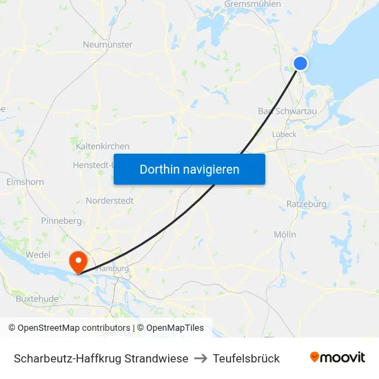 Scharbeutz-Haffkrug Strandwiese to Teufelsbrück map