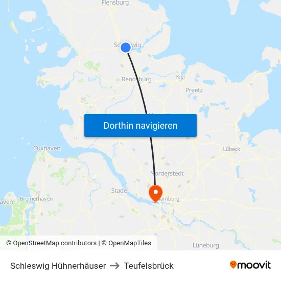 Schleswig Hühnerhäuser to Teufelsbrück map