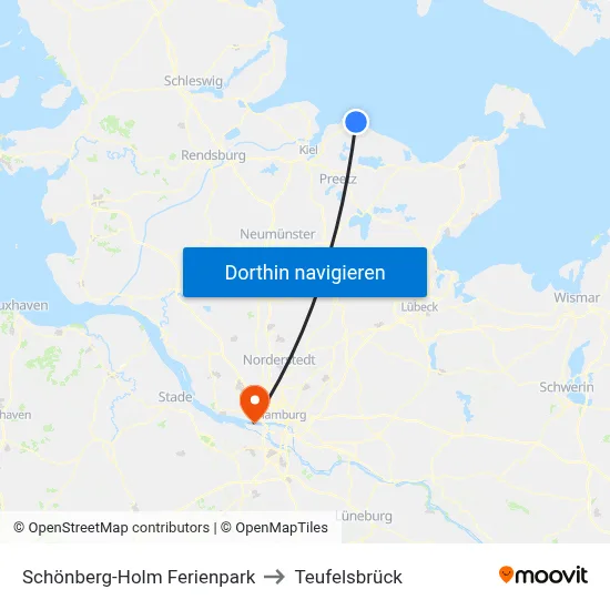 Schönberg-Holm Ferienpark to Teufelsbrück map