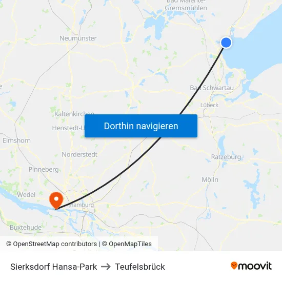 Sierksdorf Hansa-Park to Teufelsbrück map