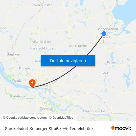 Stockelsdorf Kolberger Straße to Teufelsbrück map
