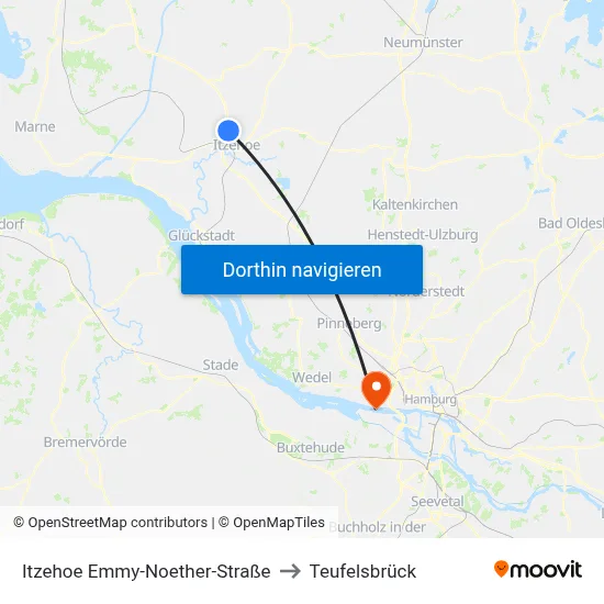 Itzehoe Emmy-Noether-Straße to Teufelsbrück map