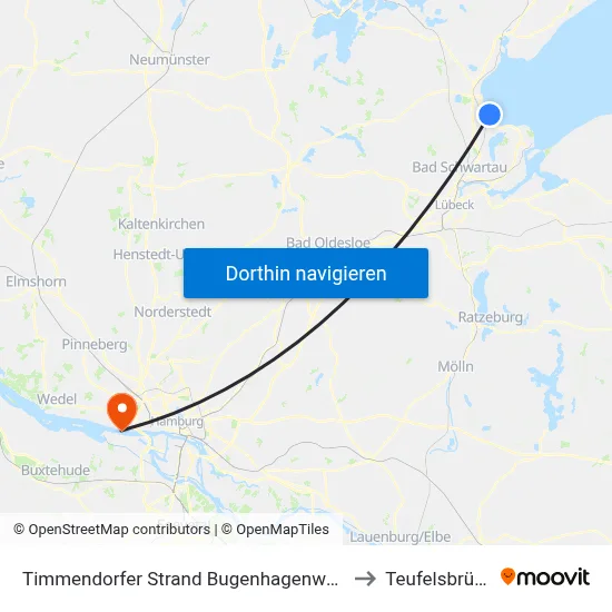 Timmendorfer Strand Bugenhagenwerk to Teufelsbrück map