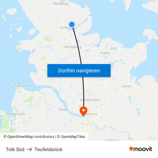 Tolk Süd to Teufelsbrück map