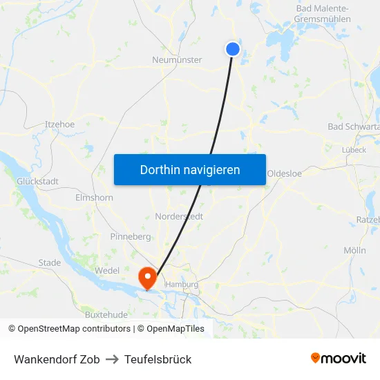 Wankendorf Zob to Teufelsbrück map