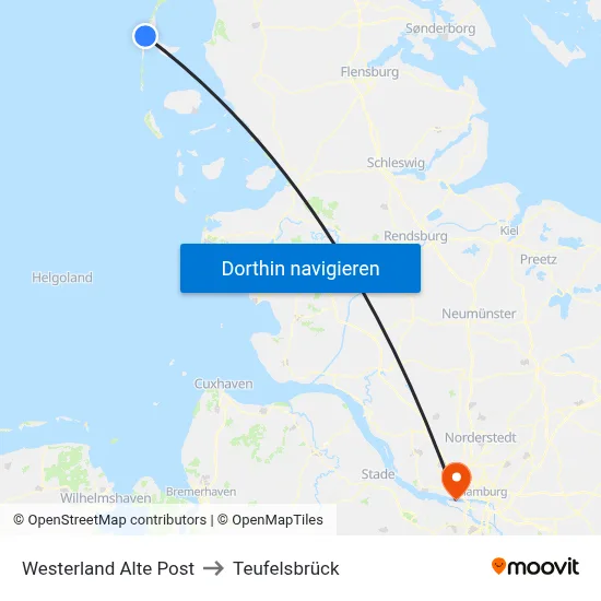 Westerland Alte Post to Teufelsbrück map