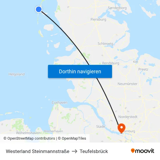 Westerland Steinmannstraße to Teufelsbrück map