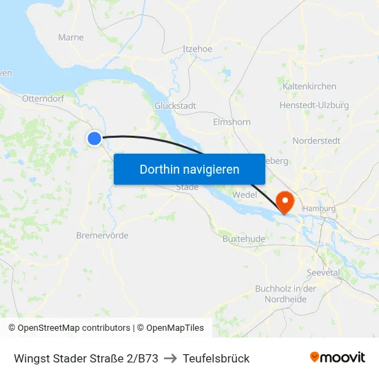Wingst Stader Straße 2/B73 to Teufelsbrück map