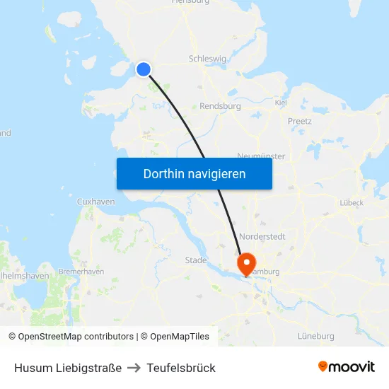 Husum Liebigstraße to Teufelsbrück map