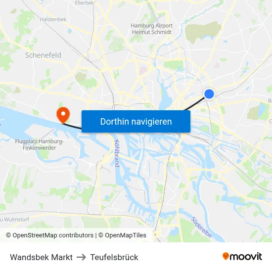 Wandsbek Markt to Teufelsbrück map