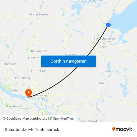 Scharbeutz to Teufelsbrück map