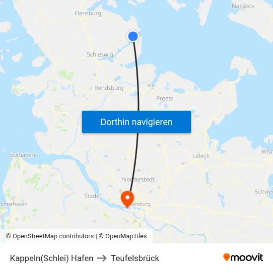 Kappeln(Schlei) Hafen to Teufelsbrück map