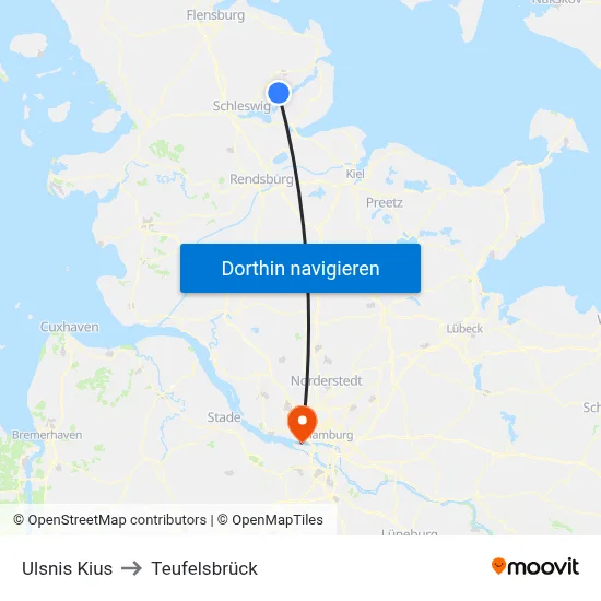 Ulsnis Kius to Teufelsbrück map